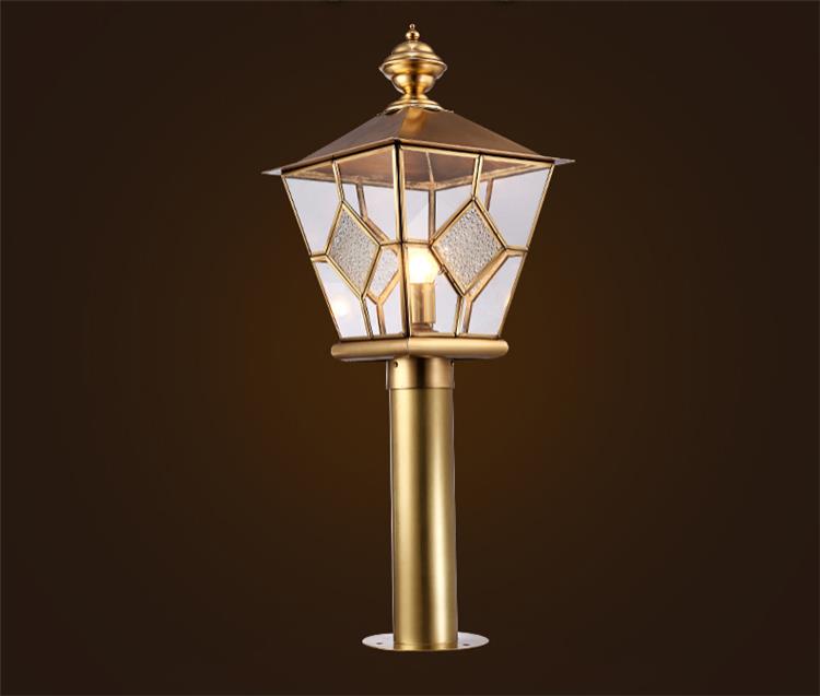 LED Source E27 1 Light Outdoor Pillar Lantern or Copper Pillar Light with Temperated Glass
